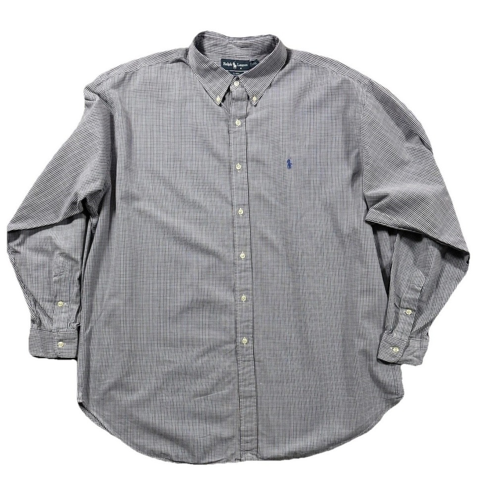 Ralph Lauren Blaire Mens XXL Purple Blue Gingham Button Down Shirt